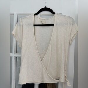 Madewell Cream Wrap Top